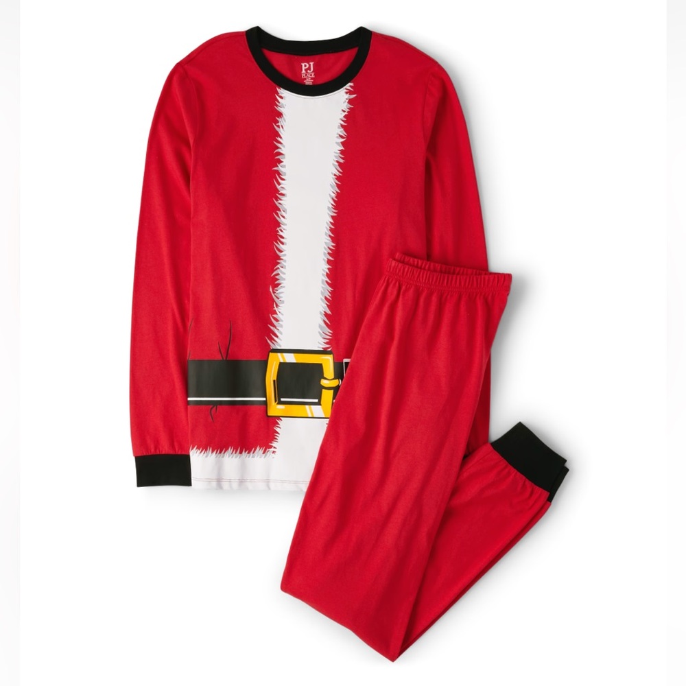 Unisex Adult Santa Suit Cotton Pajamas - Ruby